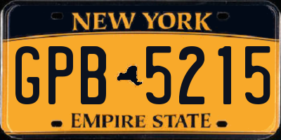 NY license plate GPB5215