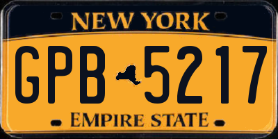 NY license plate GPB5217