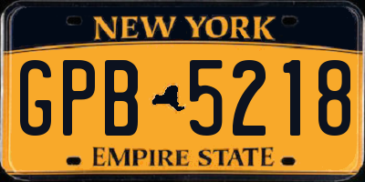 NY license plate GPB5218