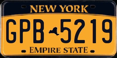 NY license plate GPB5219