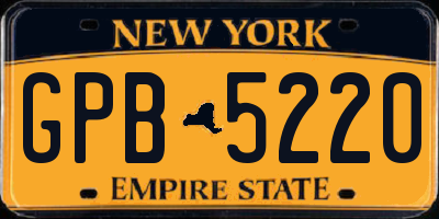 NY license plate GPB5220