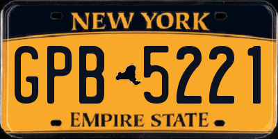 NY license plate GPB5221