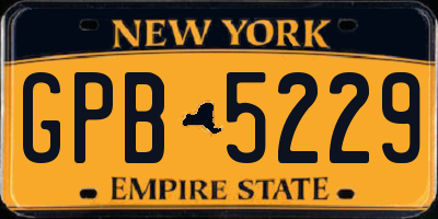 NY license plate GPB5229