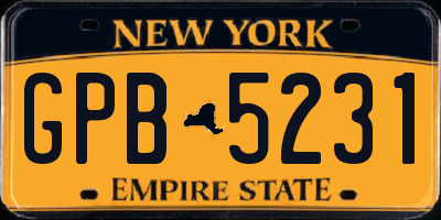 NY license plate GPB5231