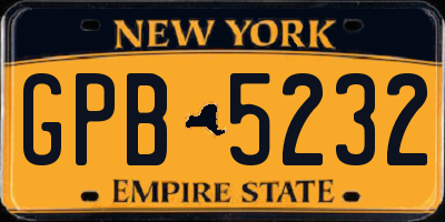 NY license plate GPB5232