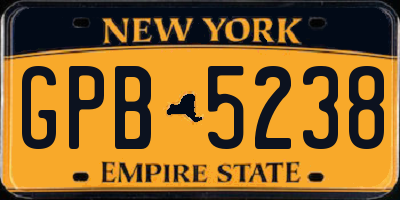 NY license plate GPB5238