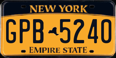 NY license plate GPB5240