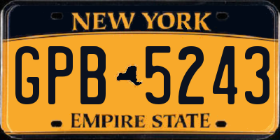 NY license plate GPB5243
