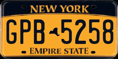 NY license plate GPB5258