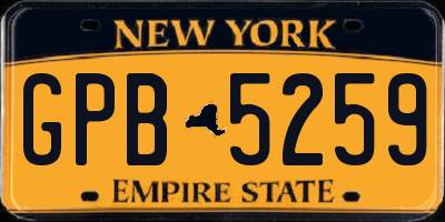 NY license plate GPB5259