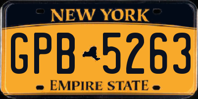 NY license plate GPB5263