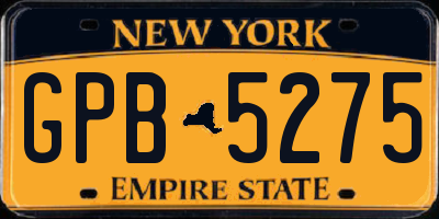 NY license plate GPB5275