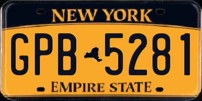NY license plate GPB5281