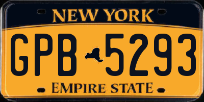 NY license plate GPB5293