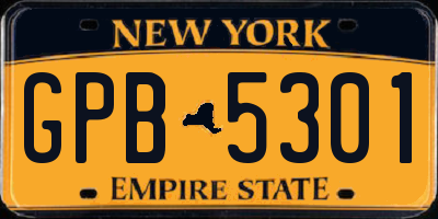 NY license plate GPB5301