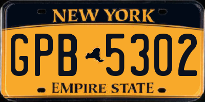 NY license plate GPB5302