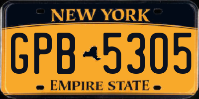 NY license plate GPB5305