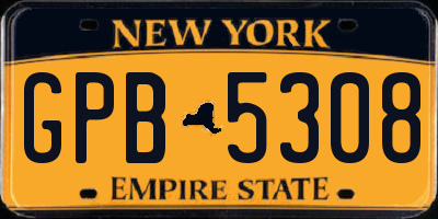 NY license plate GPB5308