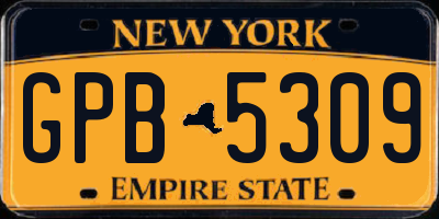 NY license plate GPB5309