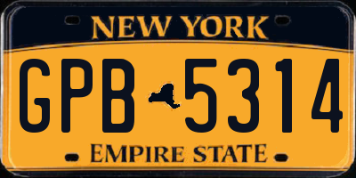 NY license plate GPB5314