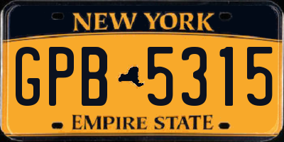 NY license plate GPB5315