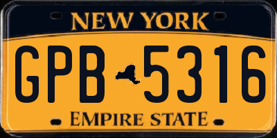 NY license plate GPB5316