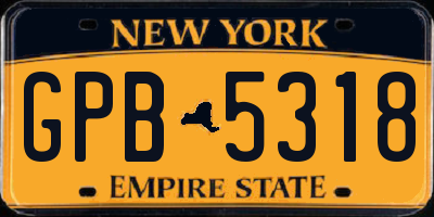 NY license plate GPB5318