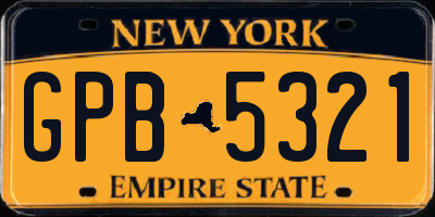 NY license plate GPB5321