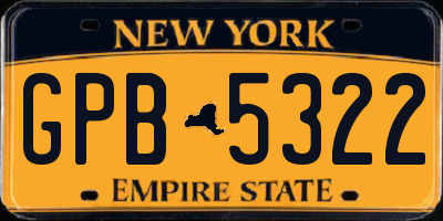 NY license plate GPB5322