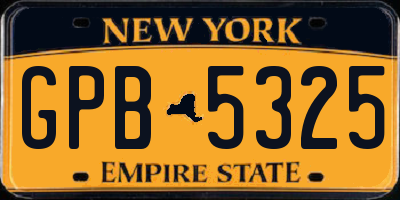NY license plate GPB5325