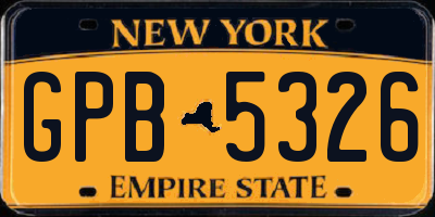NY license plate GPB5326