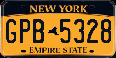 NY license plate GPB5328