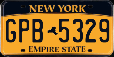 NY license plate GPB5329