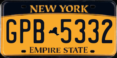 NY license plate GPB5332