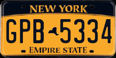 NY license plate GPB5334