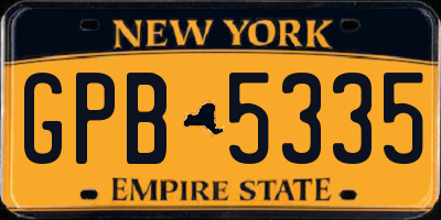 NY license plate GPB5335
