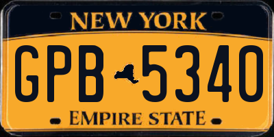 NY license plate GPB5340