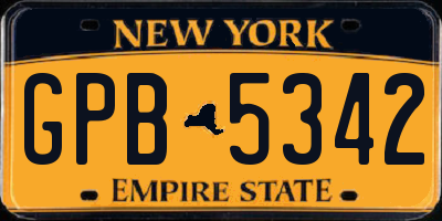 NY license plate GPB5342