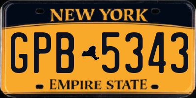 NY license plate GPB5343