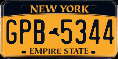 NY license plate GPB5344
