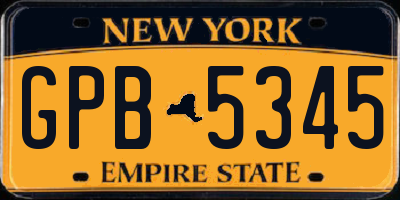 NY license plate GPB5345