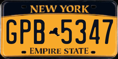 NY license plate GPB5347