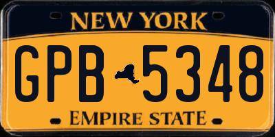 NY license plate GPB5348