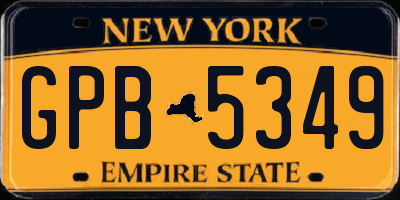 NY license plate GPB5349