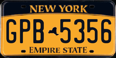 NY license plate GPB5356