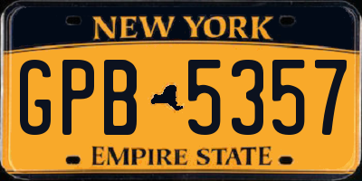 NY license plate GPB5357
