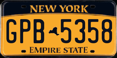 NY license plate GPB5358