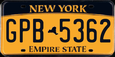 NY license plate GPB5362