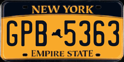 NY license plate GPB5363