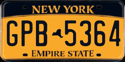 NY license plate GPB5364